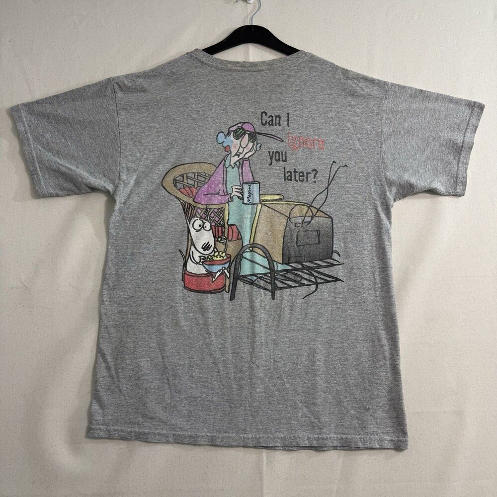 Vintage 1990s Maxine "Im Busy right now..." AOP Graphics Grey Tee Shirt Medium